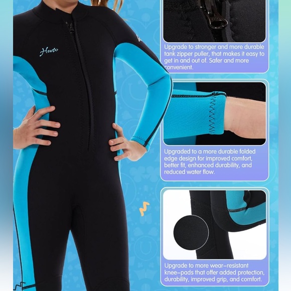 Hevto Wetsuit Youth 3/2mm Front Zip Neoprene Diving Surfing Swimming Suit NWOT - Picture 5 of 6